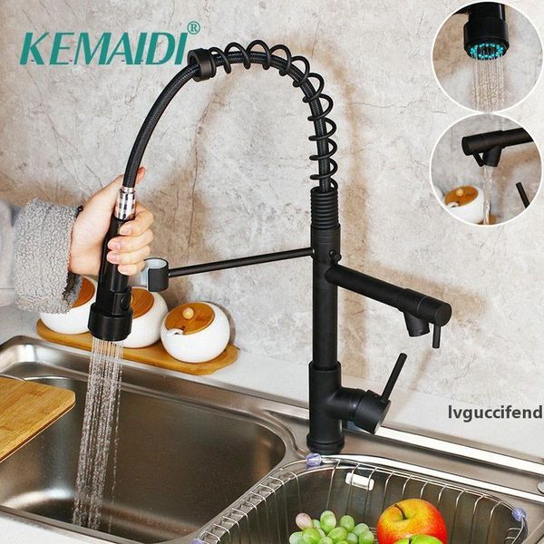 

kemaidi black pull out & down swivel kitchen faucet rotated basin sink faucet mixer tap 2 functions kitchen mixer taps t200424