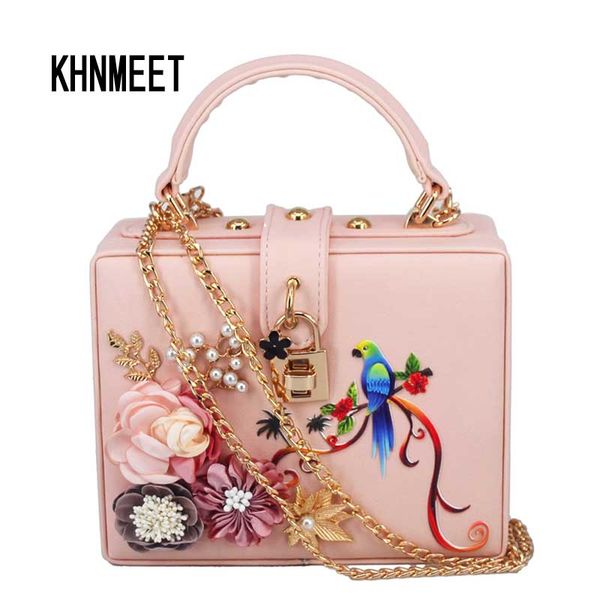 

black flower crystal evening bag box mini shoulder bag women messenger bags mini chain flap crossbody bags