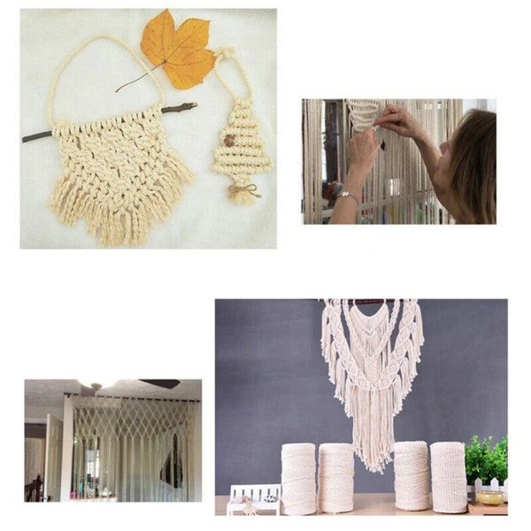 

yarn 3/4/5mm natural cotton twisted cord rope artisan macrame string diy crafts, Black;white