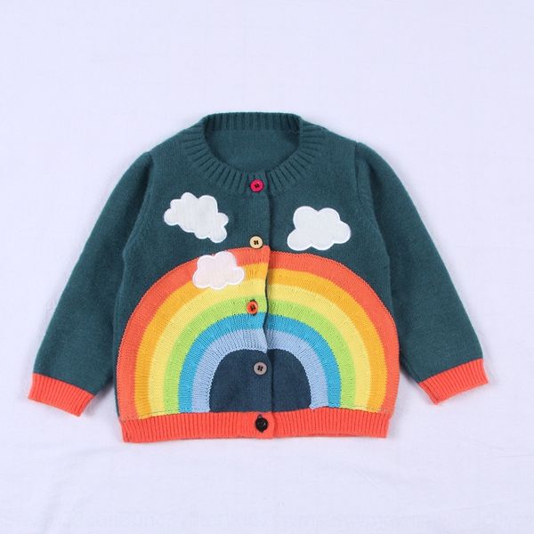 

ins children's wear winter cute clouds coat children's clothing wool rainbow wool knitted cardigan coat new special offer, Blue