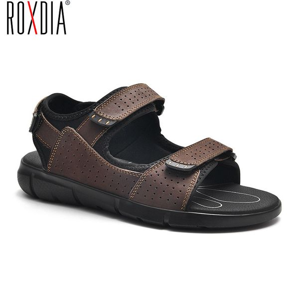 

roxdia men's sandals beach shoes large leather summer new rxm588, Black
