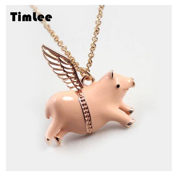 

timlee n123 new cute lucky gngel pig short necklaces wholesale, Silver
