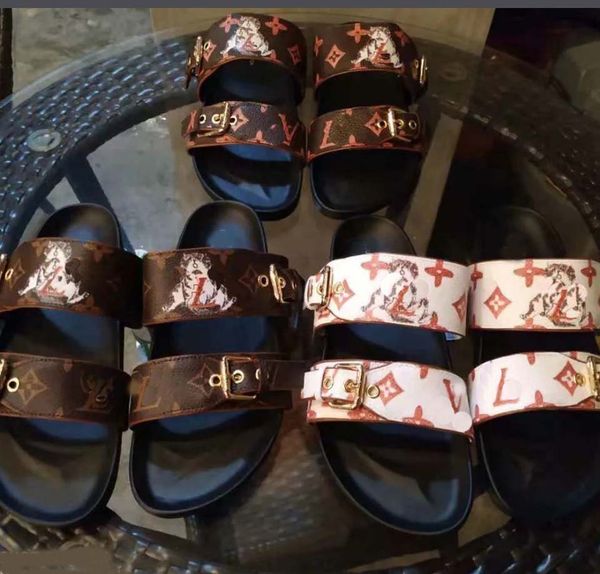 

with box woman slippers shoe sandals real leather slippers fashion scuffs slippers casual shoes for women l1202, Black