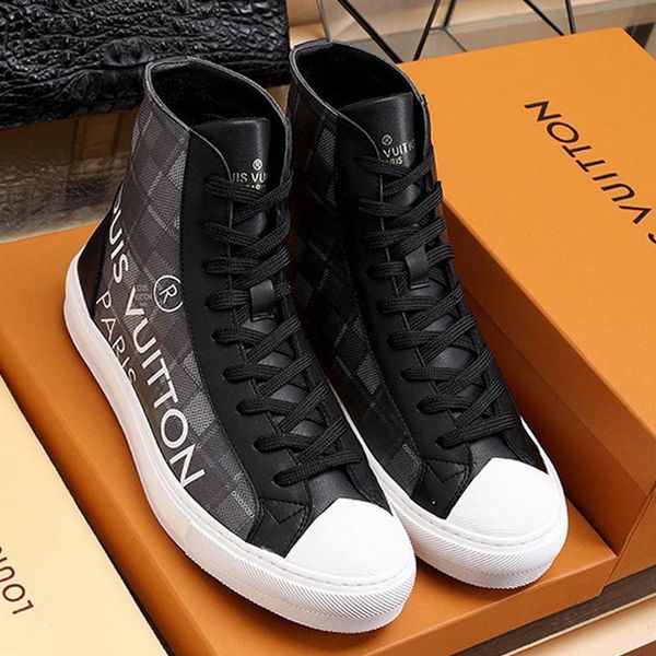 

new casual mens shoes luxury fashion sneakers zapatos de hombre with origin box tattoo sneaker boot mens shoes fashion bottes hommes fast sh, Black