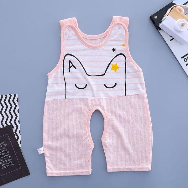 

babies' summer vest jumpsuit male babies' sleeveless sling hairs open-range newborn sling body clothes clothes summer thin, Blue