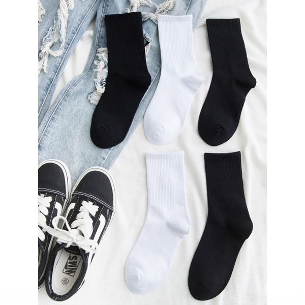 

ge18j autumn winter ins black and white stockings stockings fashionable long socks sports simple street solid color long socks for men and w