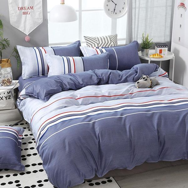 

52 3/4pcs/set simple style stripe comforter bedding sets cotton duvet cover set bed linen linings no filler home textile