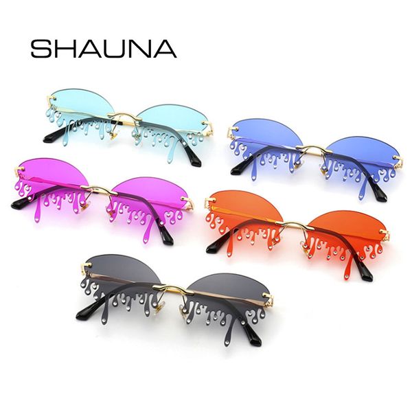 

shauna fashion crystal rimless tears sunglasses women ins popular candy colors eyedrop sun glasses for female uv400, White;black