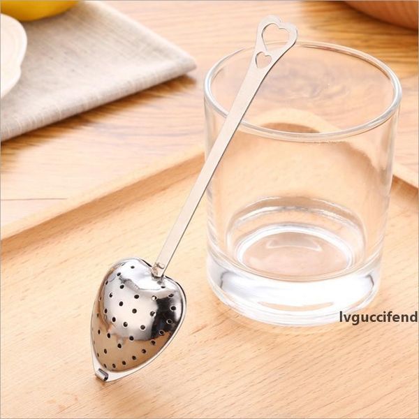 

heart shape stainless steel silver tea leaf herbal filter infuser spoon strainer practical kitchen tools 1000pcs