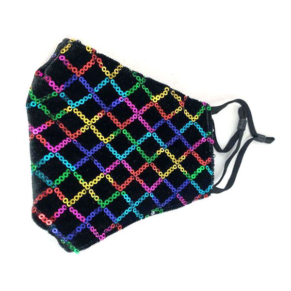 

bling sequins mask washable face shield multicolor sequins shiny face cover mount masks anti-dust mouth mask insertable filter ahd668