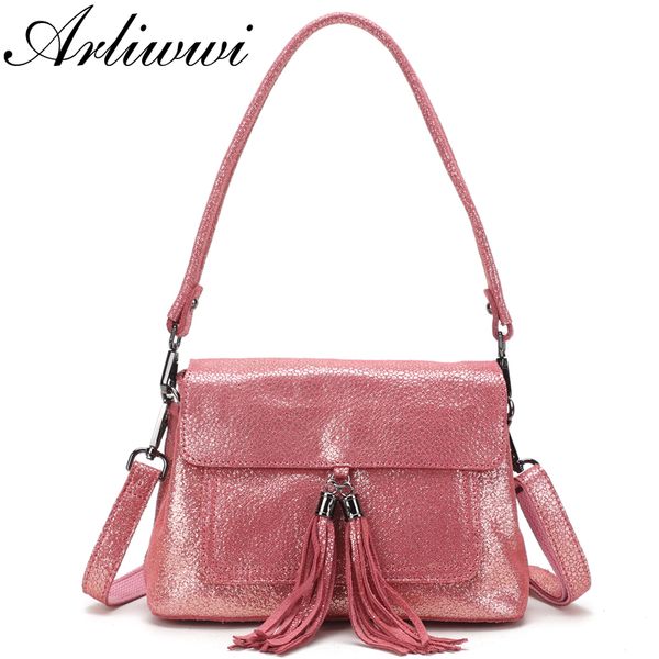 

arliwwi brand women 100% real leather new glittering candy colors tote shouder bags large capacity messenger handbag summer