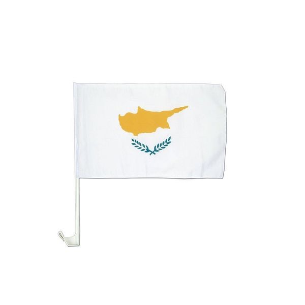 Cipro Auto Hood Bandiere, bandiere auto su ordine di 100D poliestere, 30x45cm con 43cm aste di plastica