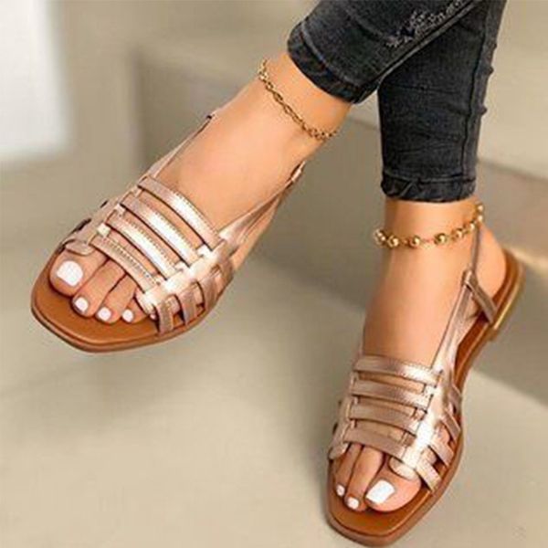 

women sandals summer flat 2020 female big size 43 shoes gold black woman elastic band women shoes ladies beach sandal