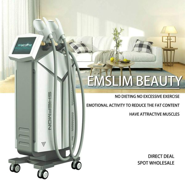 

new technology emslim body slimming machine ems muscle stimulator bodybuilding fat reduce hi-emt device body contouring ems slim system, Black;white