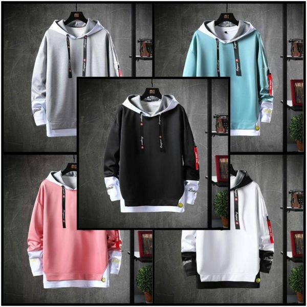 

2020 new men's hoodie autumn round neck tide men's long-sleeved hoodie clothes, Black