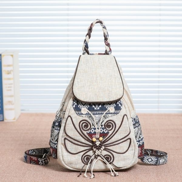 

fashion national string appliques women shopping backpacksprints lady casual zipper&hasp backrack all-match canvas backruck