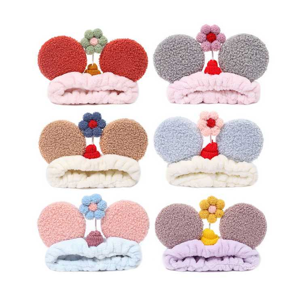 

hair accessories furry ear headband baby flowers in your headwear wash face 2021 for girls holiday party, Slivery;white
