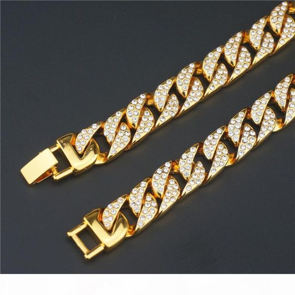 

luxury design bracelet 15mm full diamond cuban chain hiphop bracelet fashion jewelry new product bracelet, Black