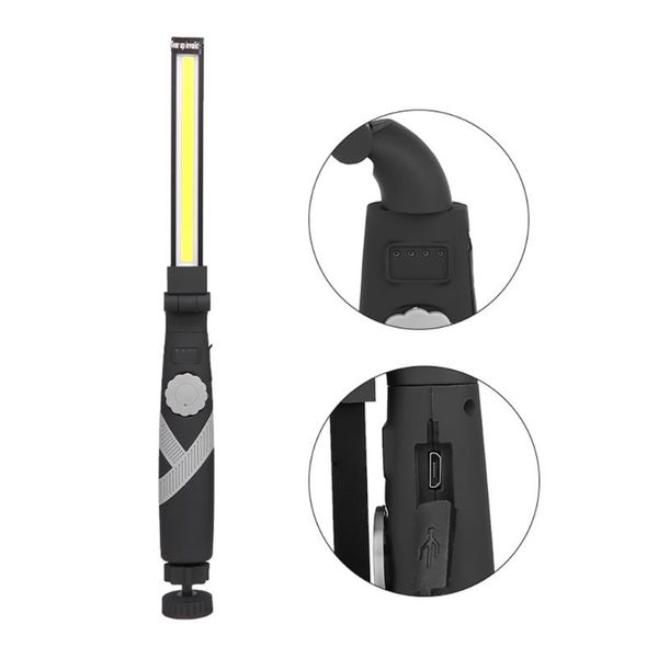 

flashlights torches 3000lm rechargeable cob led slim work light lamp torch +usb cable portable
