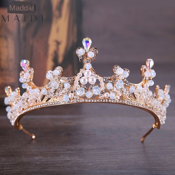 

children's girls' baroque handmade pearl children's rhinestone pearl headdress headdress crown princess crown, Slivery;white