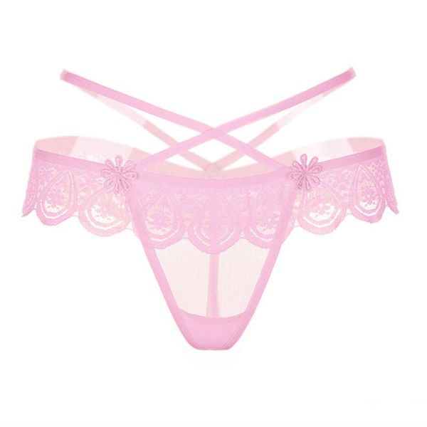 

summer new underwear ladies temptation lace elastic transparent thong t pants underwear, Black;pink