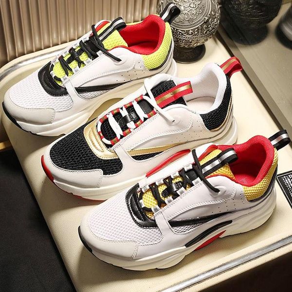 

mens shoes b22 white yellow and black canvas and calfskin sneaker soft footwears outdoor walking low casual men shoes