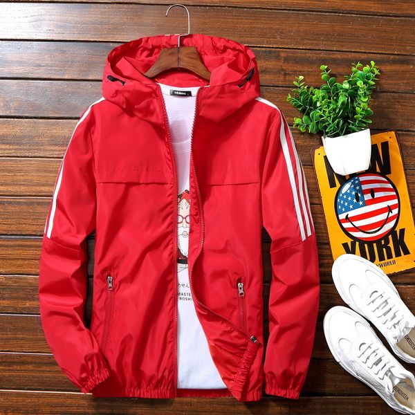 

jackets zipper hoodies windbreaker men casual hooded jackets autumn tracksuit streetwear bomber thin coat slim fit men's striped, Black;brown