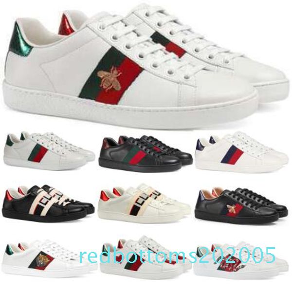 

2020 classic ace embroidered sneakers for mens womens ace low-silhouette gold embroidered bee kingsnake tiger applique casual shoes1 r05, Black