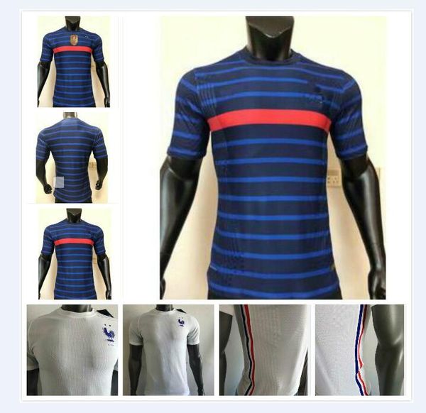 

player version 2020 2021 france soccer jersey mens #10 mbappe shirt mens #7 griezmann kante varane football uniform, Black;yellow