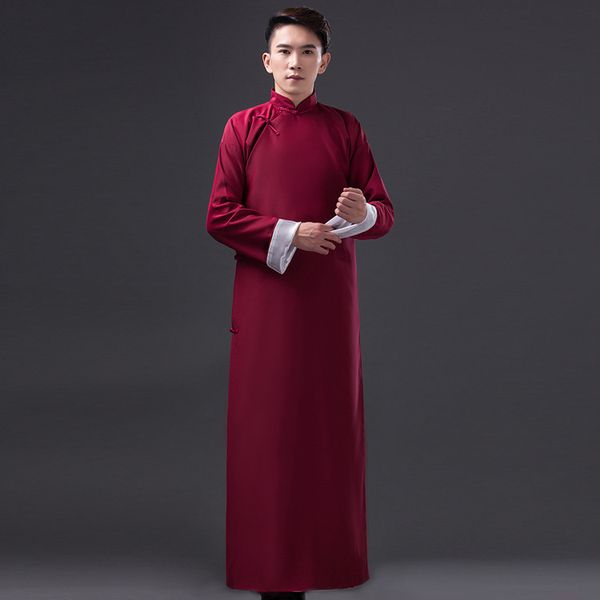 

chinese man han clothing teacher clothing youth students cosplay robe costume minister traditional ancient costume, Black;red