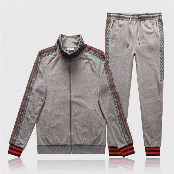 

running sports sets tracksuits men sportswear suit sweatshirt sweatpants male gym fitness training hoodie pants zip neck jogging suits 3x, Gray