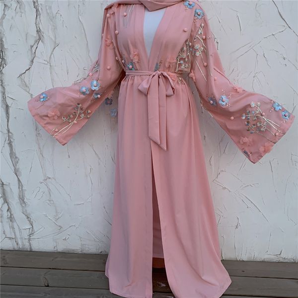 

ramadan eid mubarak floral pink abaya turkey kimono cardigan robe hijab muslim dress women caftan dubai kaftan islamic clothing