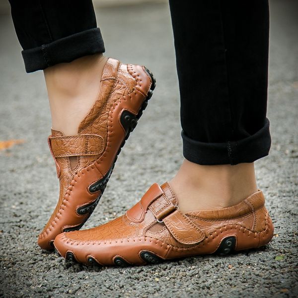 

2020 men casual shoes golf business sneakers plus size 46 47 sneakers for male non-slip men shoes brown casual golf footwear, Black