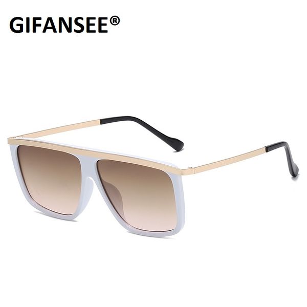 

2020 new fashion design oversized square sunglasses women vintage flat big clear frame men sun glasses shades, White;black