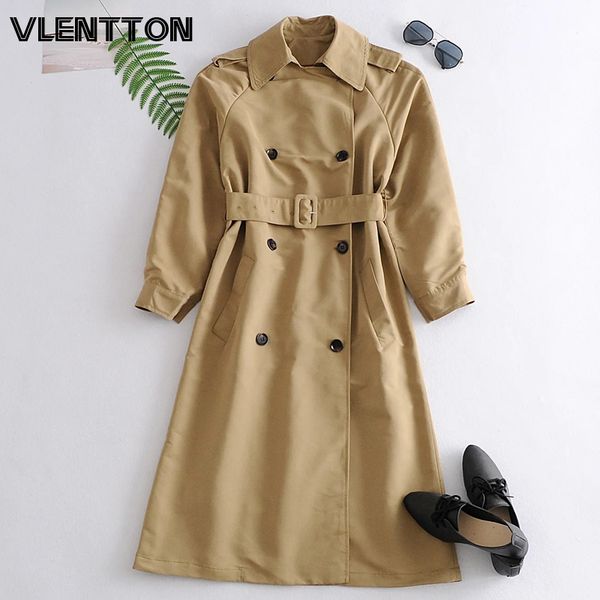 

2020 осень зима моды vintage длинные trench женщины сплошной пояса куртки пальто женщины верхняя одежда верхняя одежда дамы офис ветровку, Tan;black