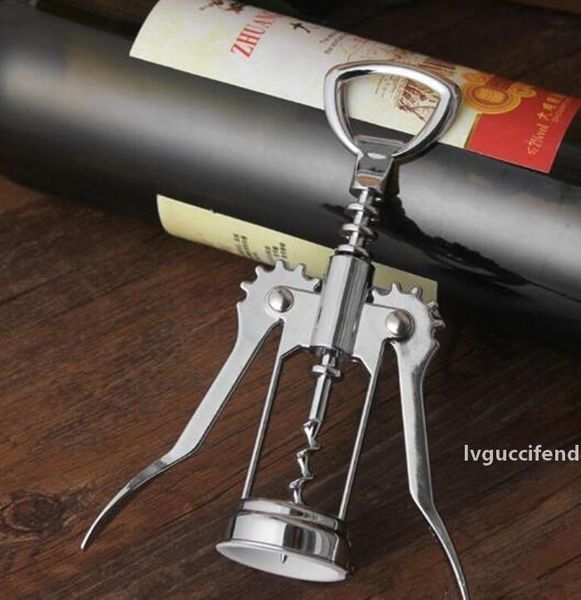

stainless steel wine bottle opener handle pressure corkscrew red wine opener kitchen accessory bar tool wing corkscrew opener dhl free