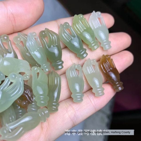 

natural diy ornament pendant hetian jade qinghai material palm pearl carving fine material fine diy accessories pendant, Silver