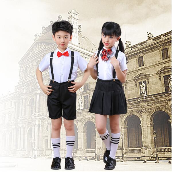 

children's chorus performance boys and girls bibs student uniforms children's wear uniforms school, White