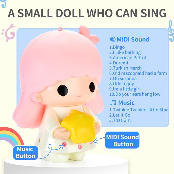 

children fun music cute video toy doll luminous intelligent touch music lantern doll toy gift