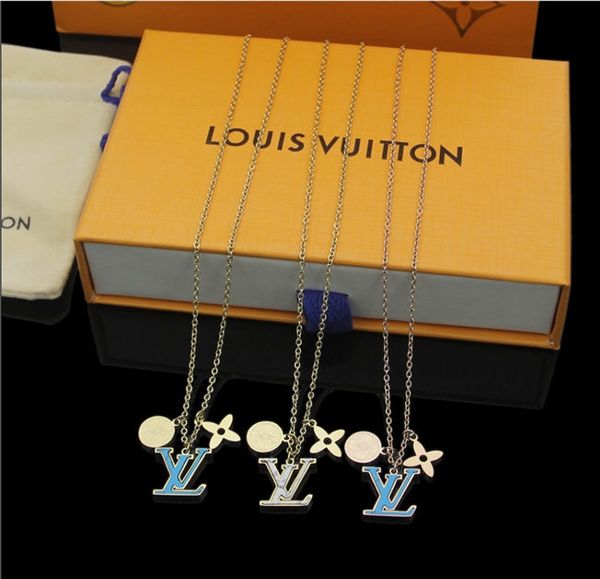 

letter necklace with pendant rose gold and silver necklace for women with vintage collar costume jewelry with original box, White