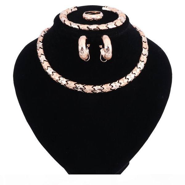 

nigerian wedding african beads zinc alloy jewelry sets dubai gold plated silver jewelry sets necklace bracelet earrings ring sets, Black