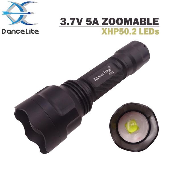 

focus zoom c8s with xhp50.2 leds 3-4.2v 5000ma current zoomable led torch linterna