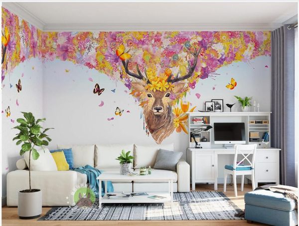 

3d wallpaper custom p mural on the wall nostalgic flower elk butterfly home decor 3d wall murals wallpaper for living room
