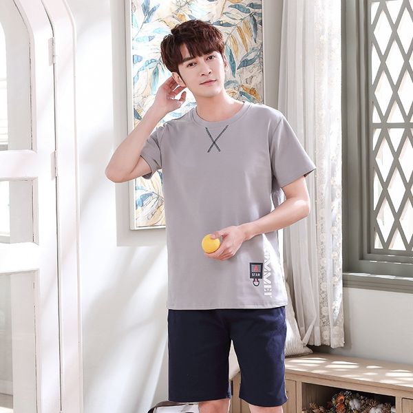 

pajamas men's shorts casual wear cotton shorts short-sleeved casual men's home wear, Blue;red