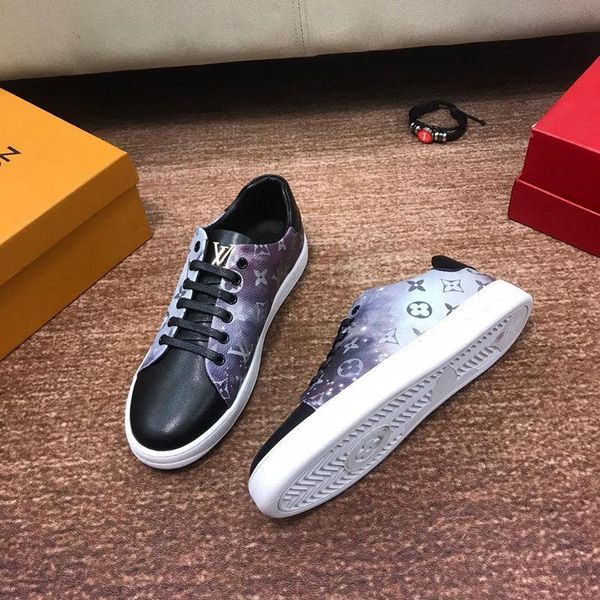 

2020s luxury design leather letter low-lace-up casual men's shoes, fashionable wild outdoor sports shoes, size: 38-451, Black