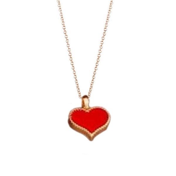 

red white black love korean peach heart necklace clavicle chain simple pendant lady fashion wild necklace jewelry, Silver