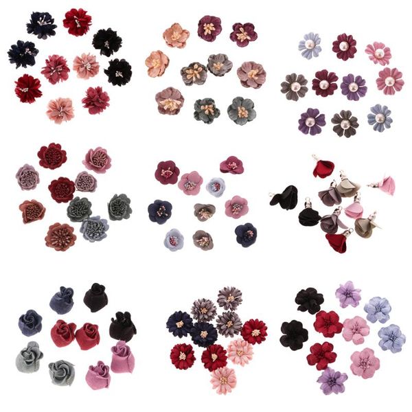 

decorative flowers & wreaths 10pcs assorted color sewing fabric flower embellishment for diy hair accessories