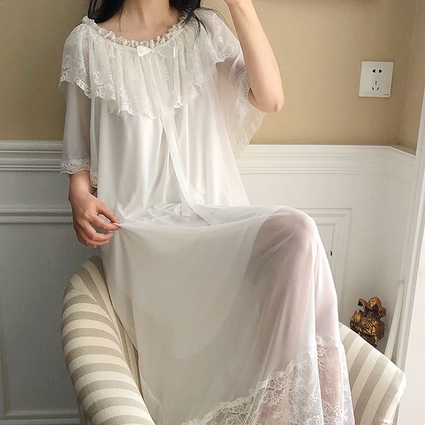 

medieval sleepwear dress short sleeve summer nightgown women dresses casual sleepwear gown vintage woman princess lace nightwear, Black;red