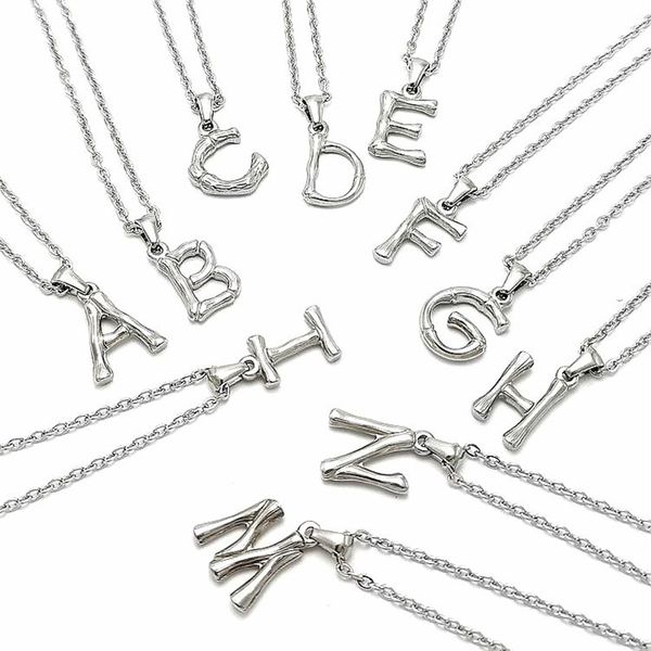 

fashion jewelry accessories stainless steel bamboo alphabet letter pendant necklace fashion letter necklace, Silver