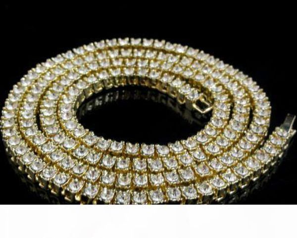 

14k figaro chains white gold iced out 1 row tennis mens silver jewelry chain hiphop necklace charms men bling steampunk necklace